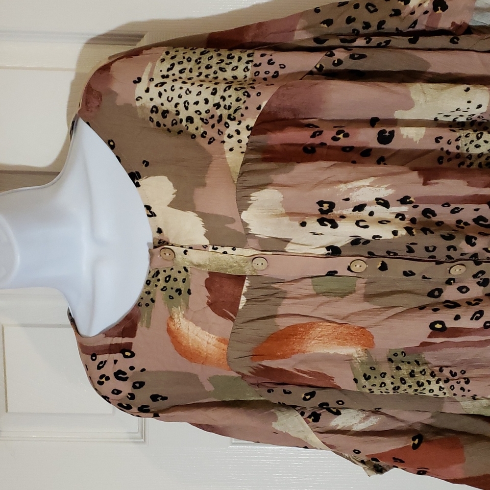 ODDY Animal print short sleeve blouse , - Picture 2 of 10